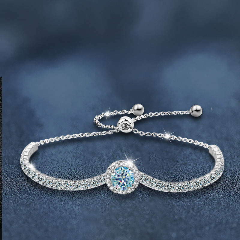 Blue Round Full Moissanite Diamond