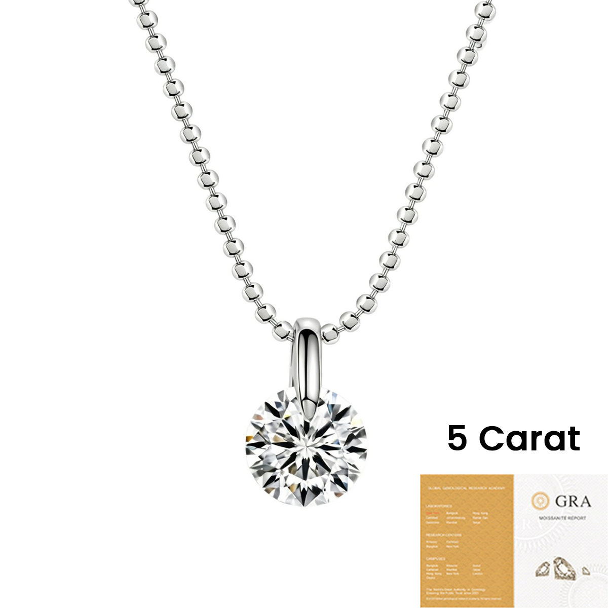 3 & 5 Carat D Color Moissanite Diamond Necklace