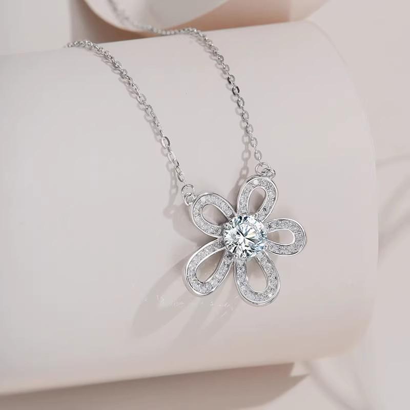 Moissanite Flower Petal Necklace