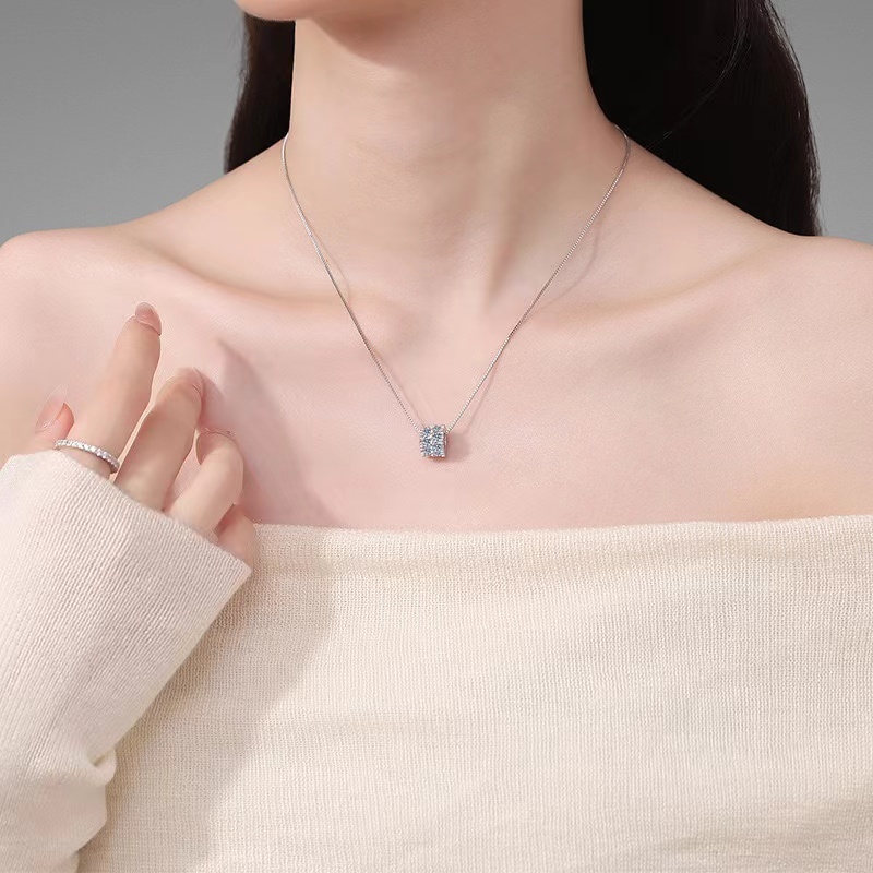 Silver Moissanite Pendant Necklace