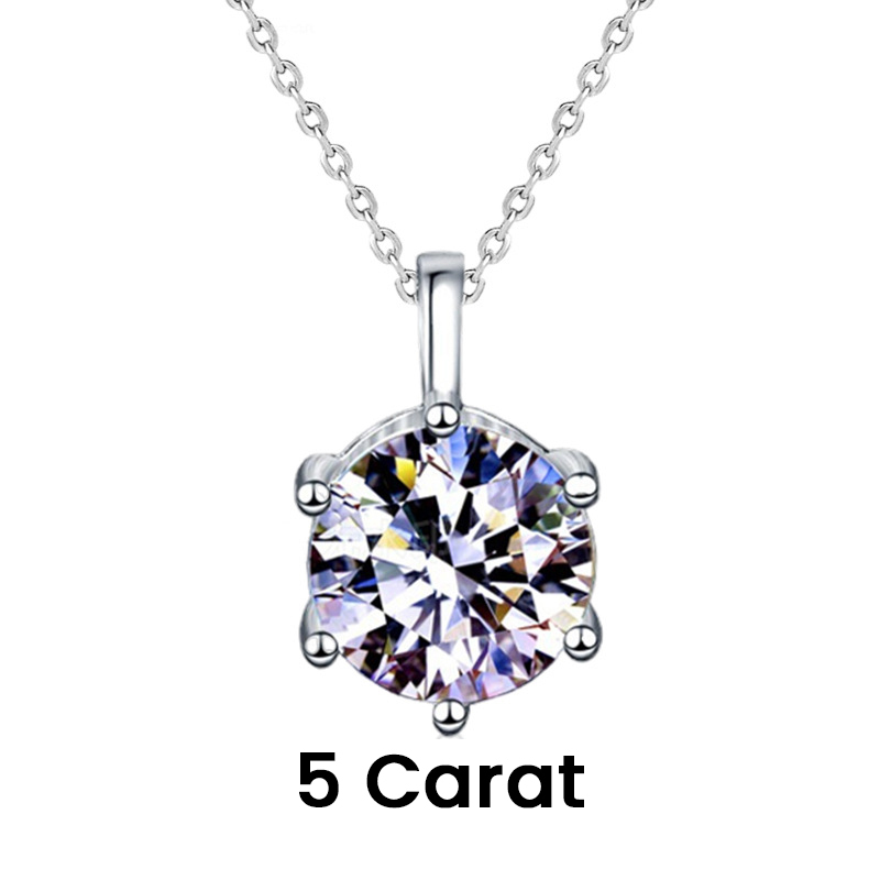 Moissanite Necklace Gold and White Gold Plated 5 Carat