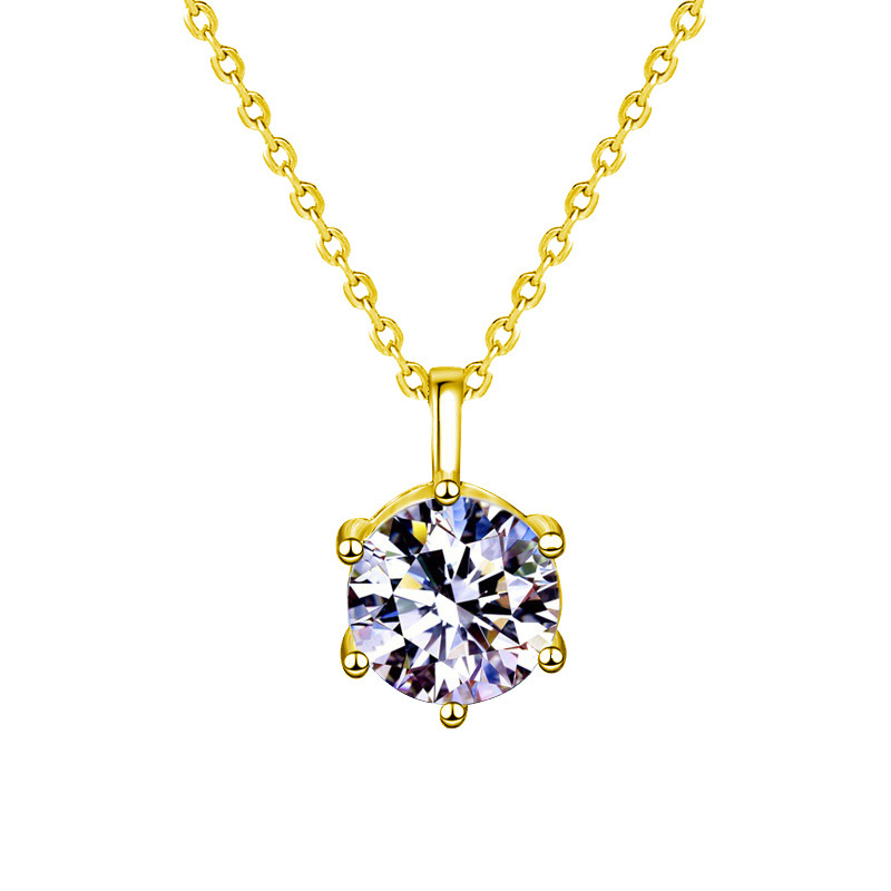 Moissanite Necklace Gold and White Gold Plated 5 Carat