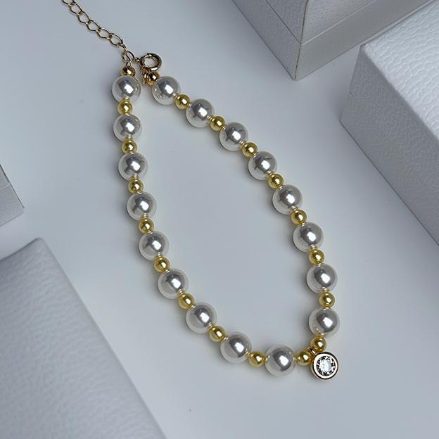 Moissanite Pearl Women’s Bracelet