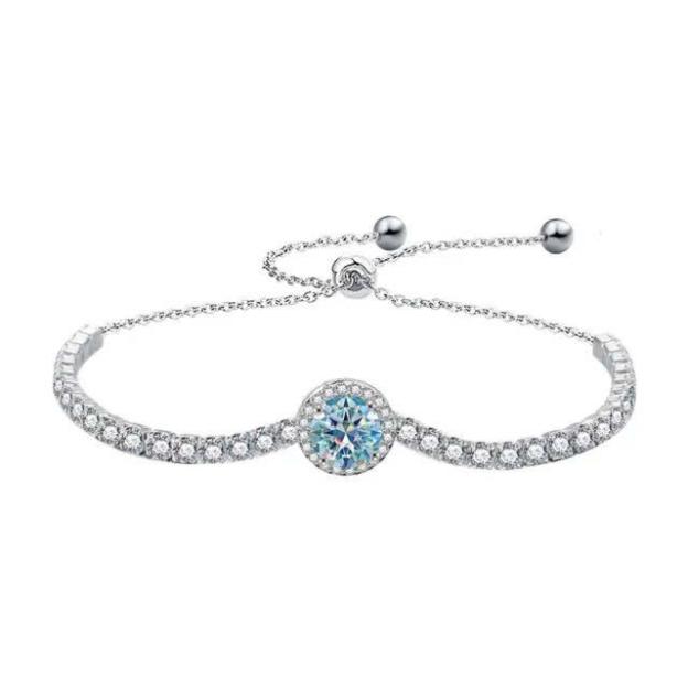 Blue Round Full Moissanite Diamond