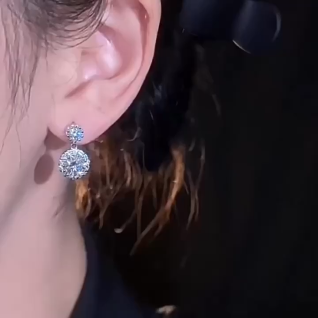 Round Halo Moissanite Earrings