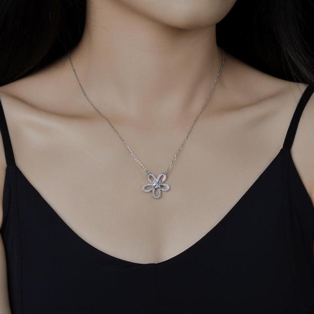 Moissanite Flower Petal Necklace