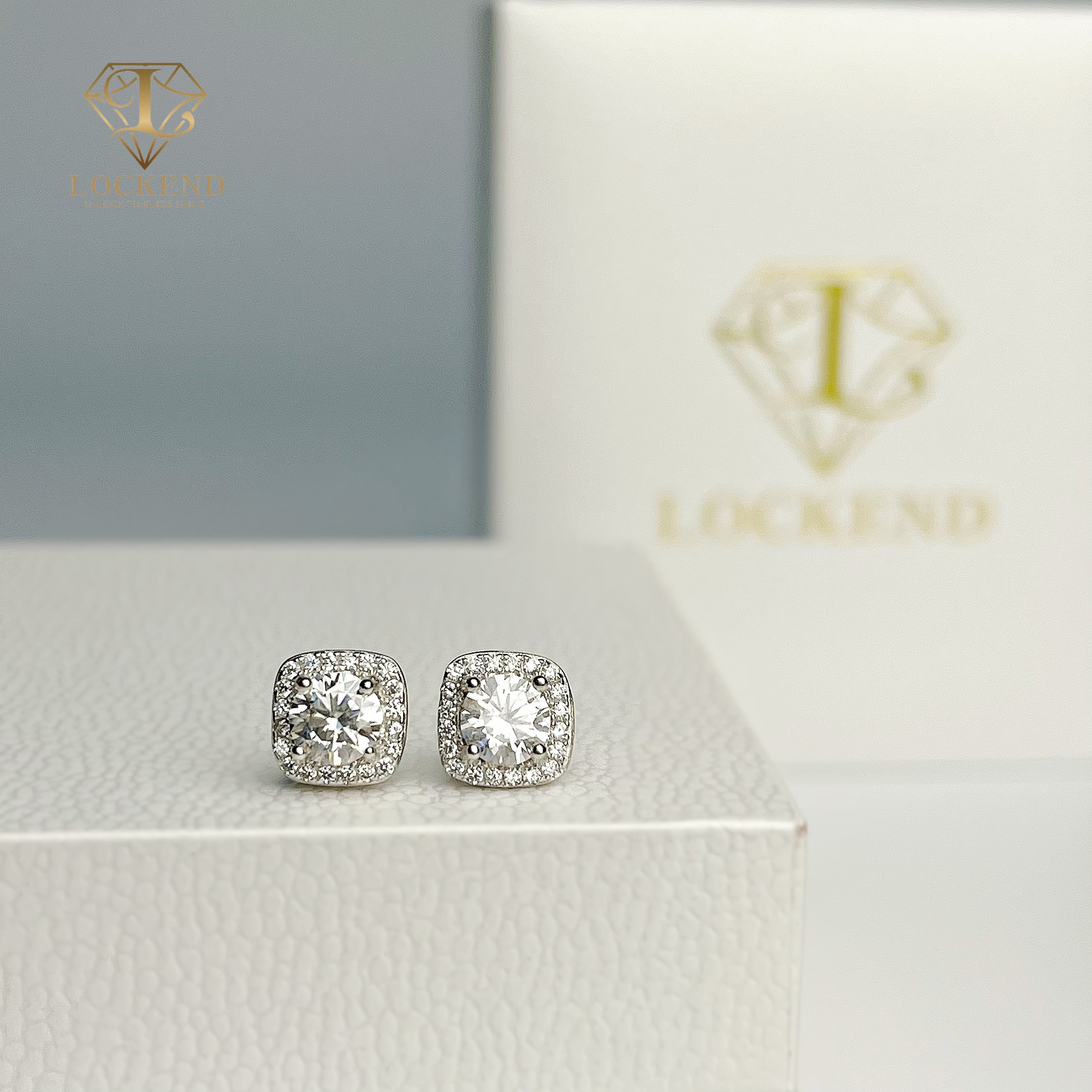 Princess Square Moissanite Earrings