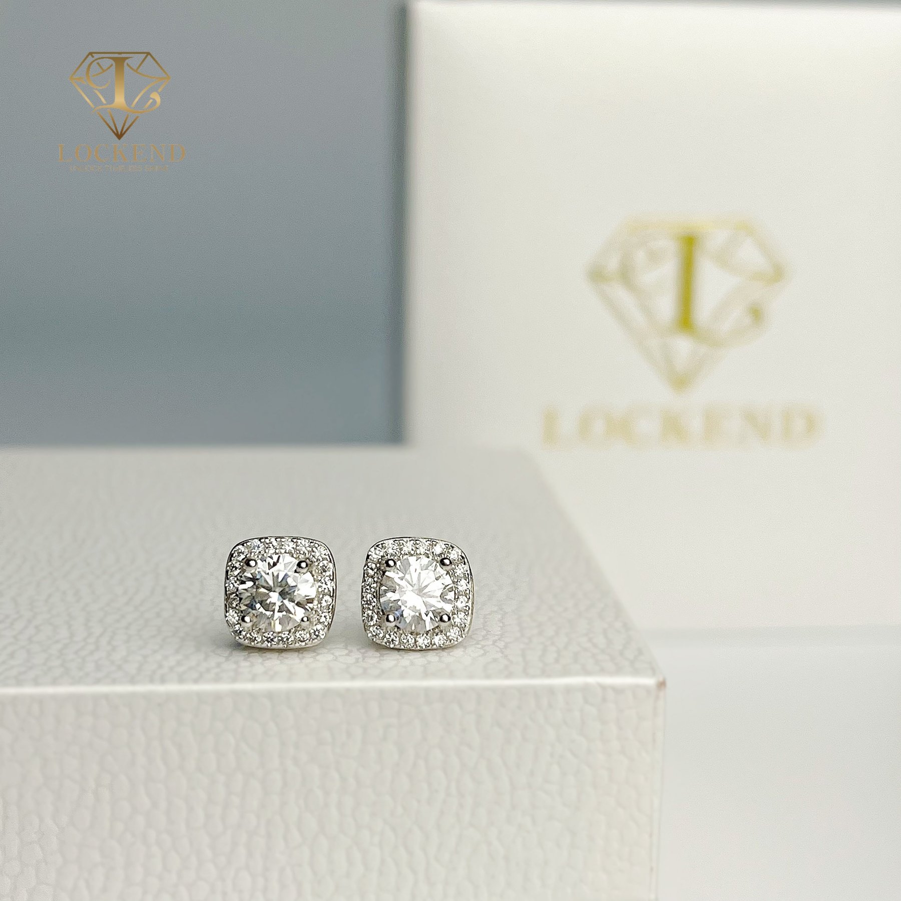 Princess Square Moissanite Earrings