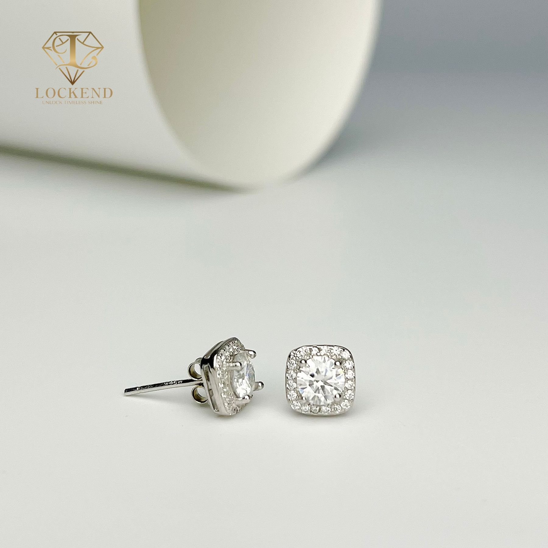 Princess Square Moissanite Earrings