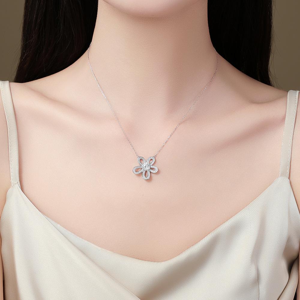 Moissanite Flower Petal Necklace