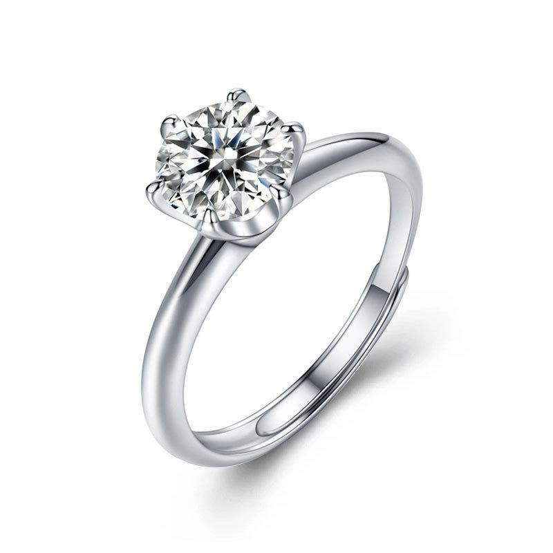 [Lockend] Elegant 6 Prong 925 Silver Ring with 1 Carat D Color Moissanite GRA Certified Luxurious and Sophisticated