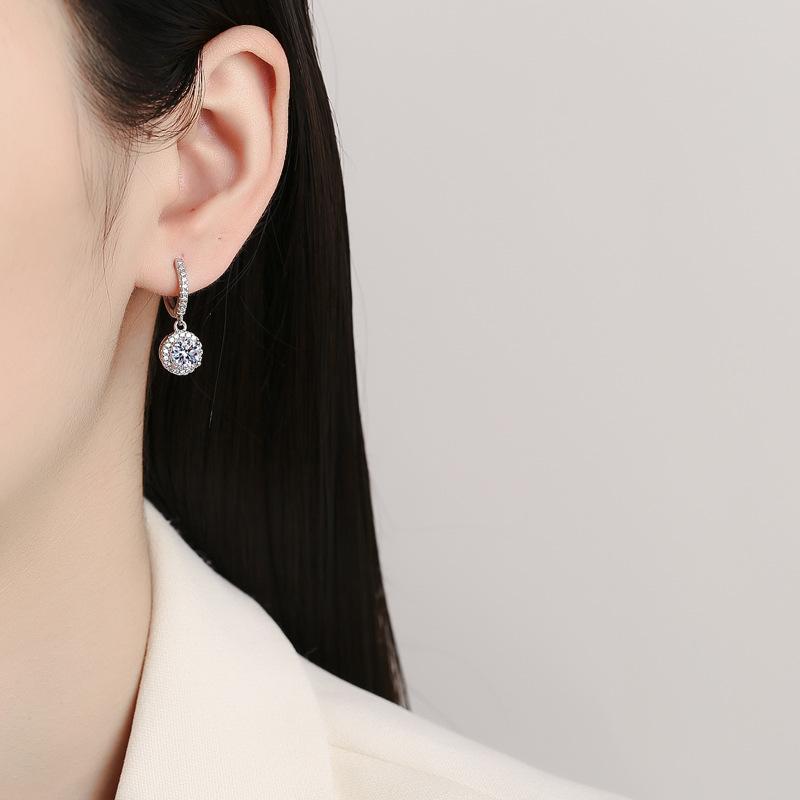 Elegant long round 925 silver earrings