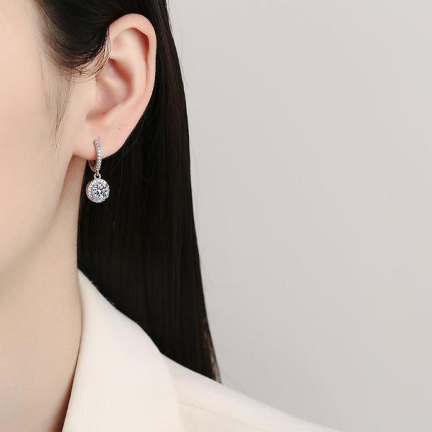 Elegant long round 925 silver earrings