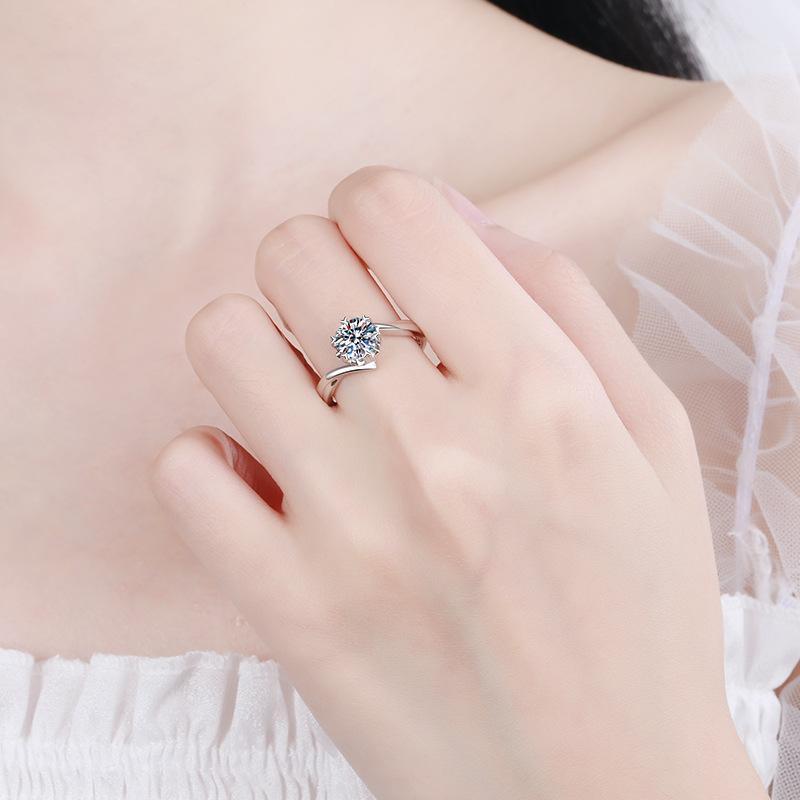 Stylized Snowflake 925 Silver Ring