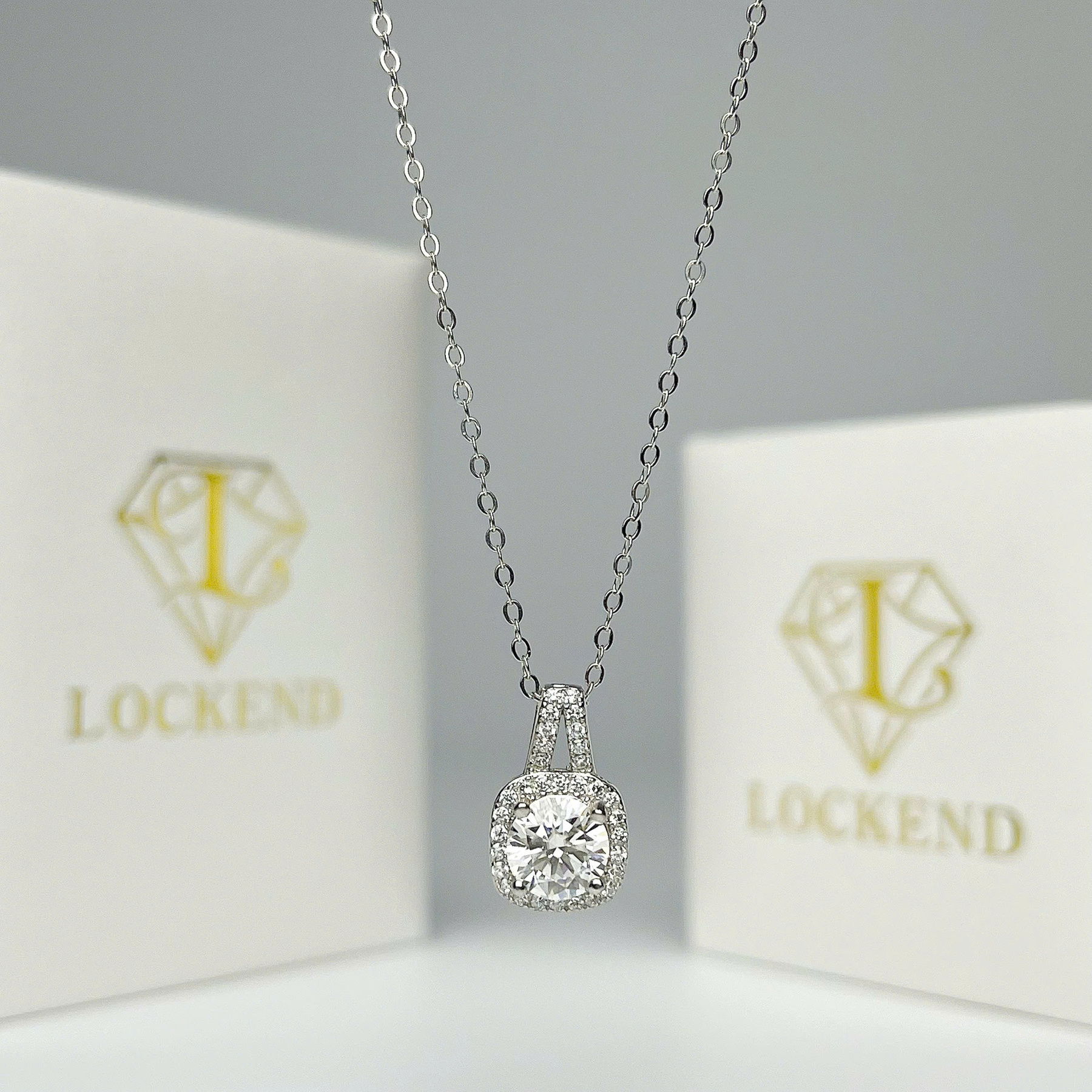 Square diamond necklace