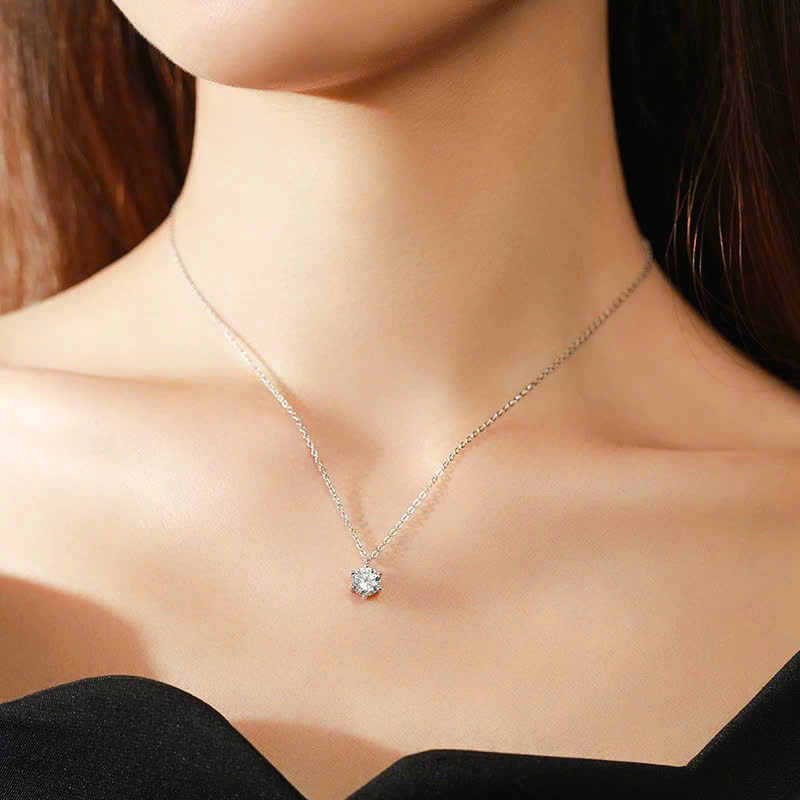 Moissanite Necklace Gold and White Gold Plated 5 Carat