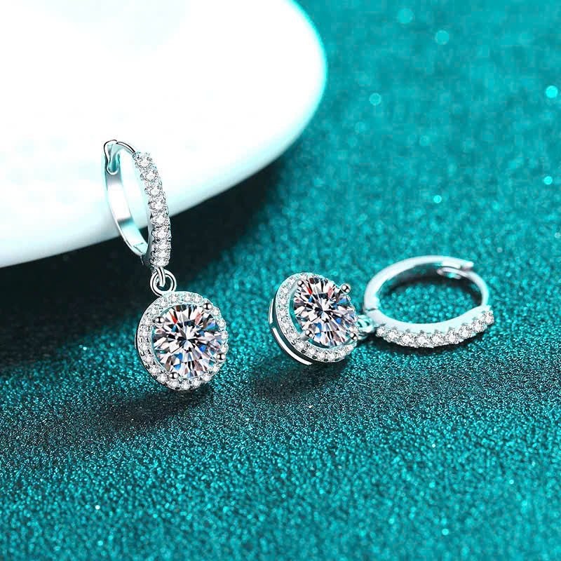 Elegant long round 925 silver earrings
