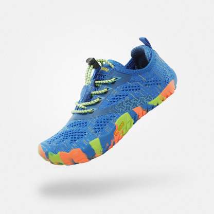 スマートⅠ キッズ ベアフットシューズ（ブルー）。足指の力を育てる、体育の時間や室内でのトレーニングに最適な五指靴。