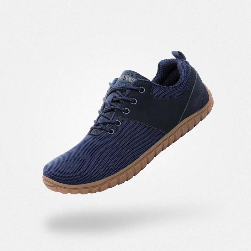 ウィッシュⅠ ユニセックス カジュアル 靴（ダークブルー）。落ち着いたダークブルーがスマートな、通勤や通学に履きやすい軽量スニーカー。