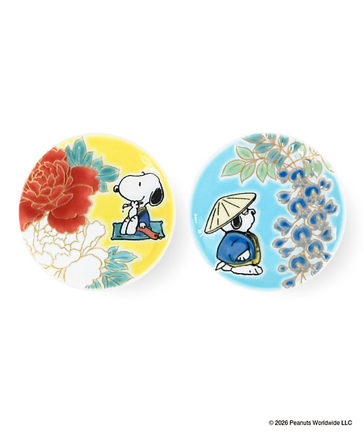 【預訂 | 8月】Snoopy in Ginza 銀座展 2026 和風番頭系列 - Snoopy & Olaf 九谷燒 姫皿 迷你小圓碟 2pcs