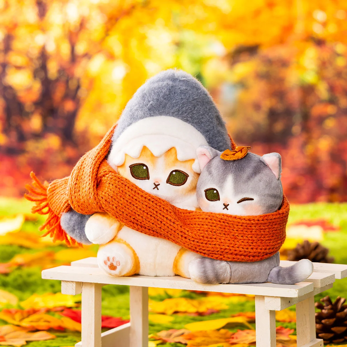 Mofusand Best Friends Scarf Plush Toy (Shark Cat and Kitten)