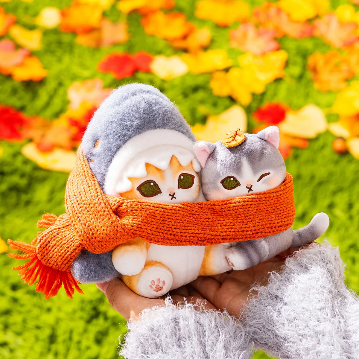 Mofusand Best Friends Scarf Plush Toy (Shark Cat and Kitten)