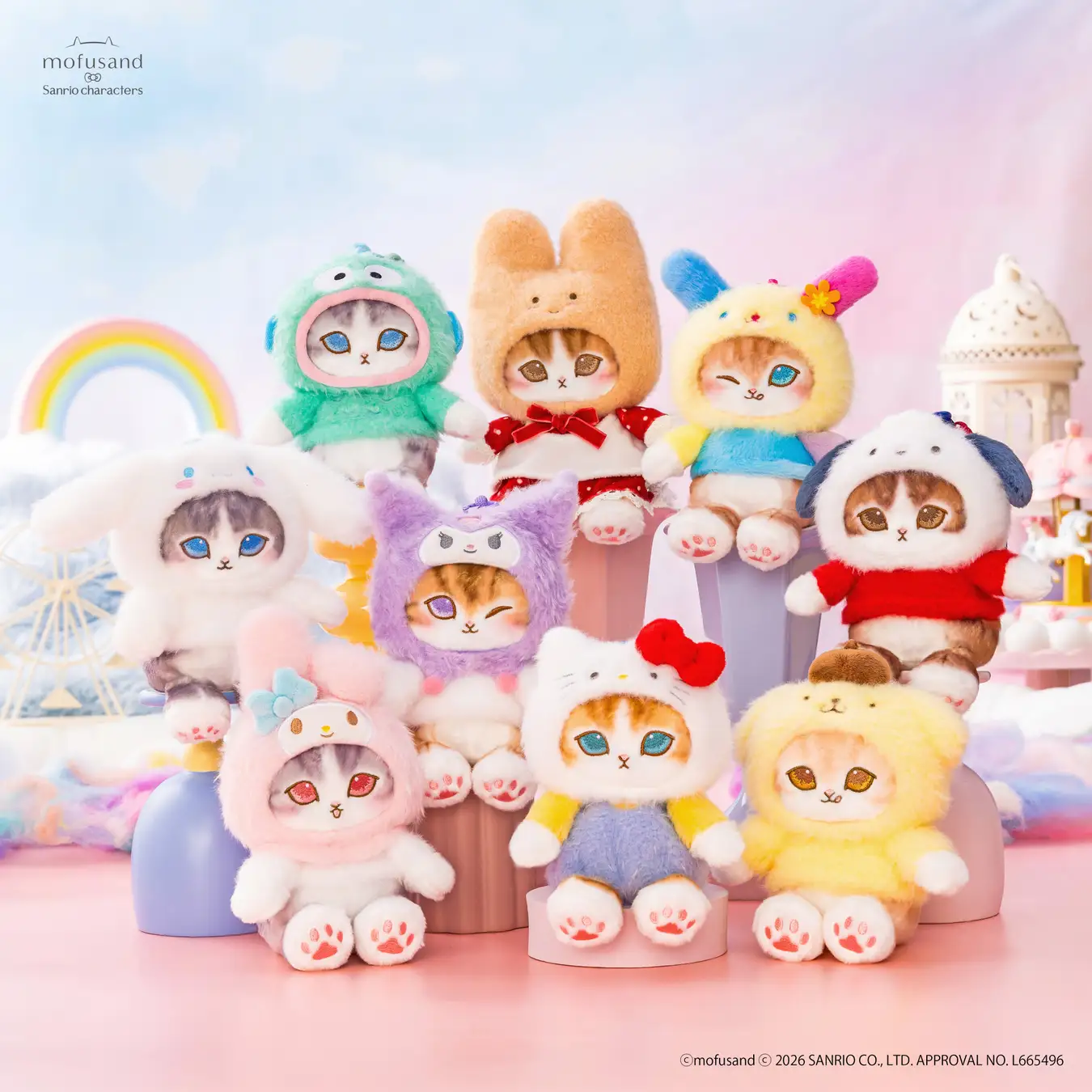 【預訂｜5月】Mofusand x Sanrio 聯乘系列 第三彈 - 公仔掛飾