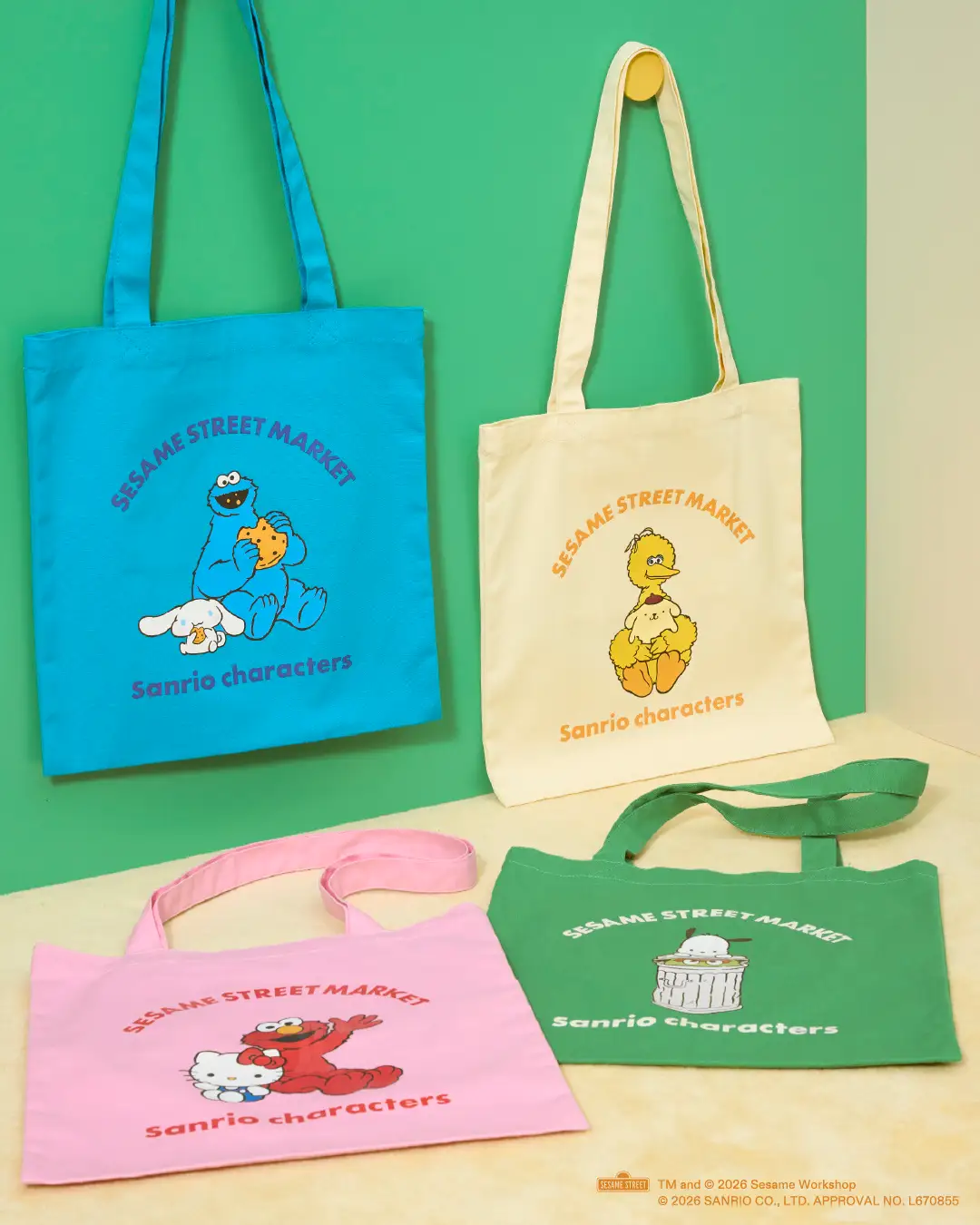 【預訂｜7月底】Sesame Street Market x Sanrio - 布袋 Elmo Cookie Monster Oscar Big Bird