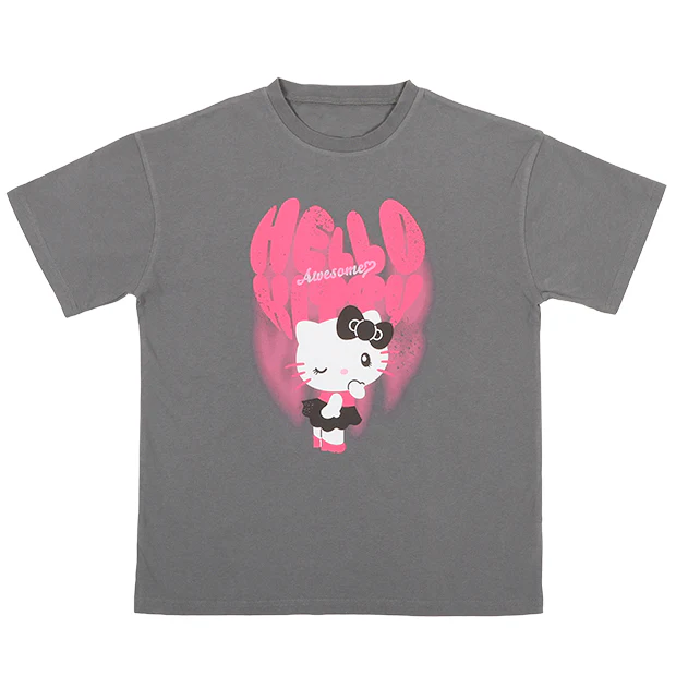 【訂貨】USJ Hello Kitty 灰色成人 Tshirt（塗鴉）
