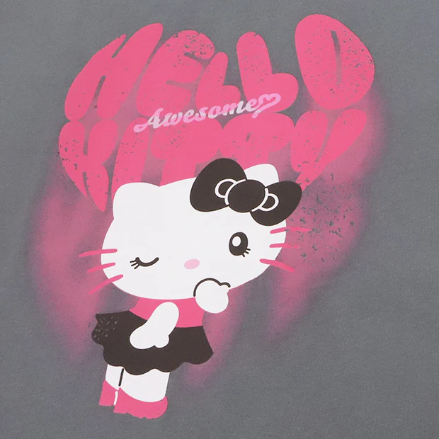 【訂貨】USJ Hello Kitty 灰色成人 Tshirt（塗鴉）