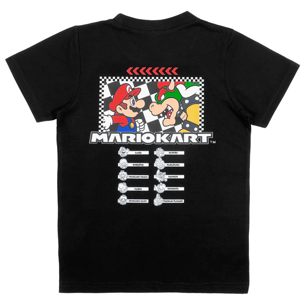 【訂貨】USJ Mario Kart Tshirt - Mario & 庫巴 （小童 黑/白）