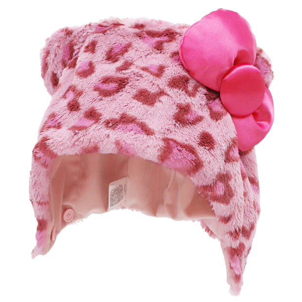 【訂貨】USJ Hello Kitty 粉紅豹紋 毛毛頸巾 圍巾 連頭套 帽子