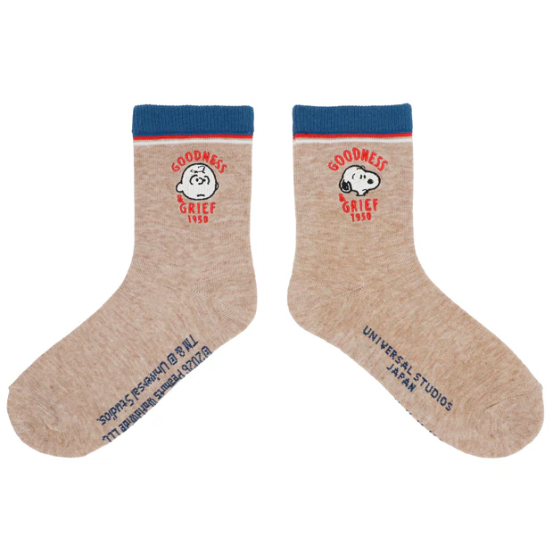 【訂貨】USJ Peanuts Snoopy & Charlie Brown Goodness Grief 刺繡短襪