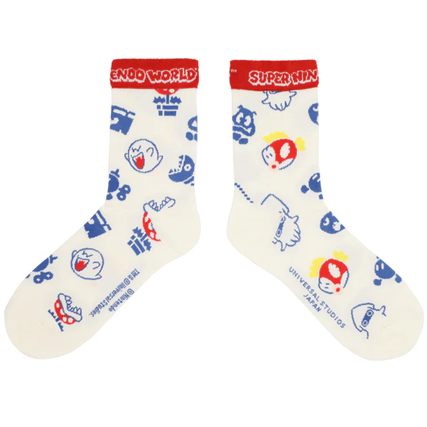 【訂貨】USJ Mario 敵人圖案 墨魚 泡泡魚 食人花 鬼鬼幽靈 成人襪子