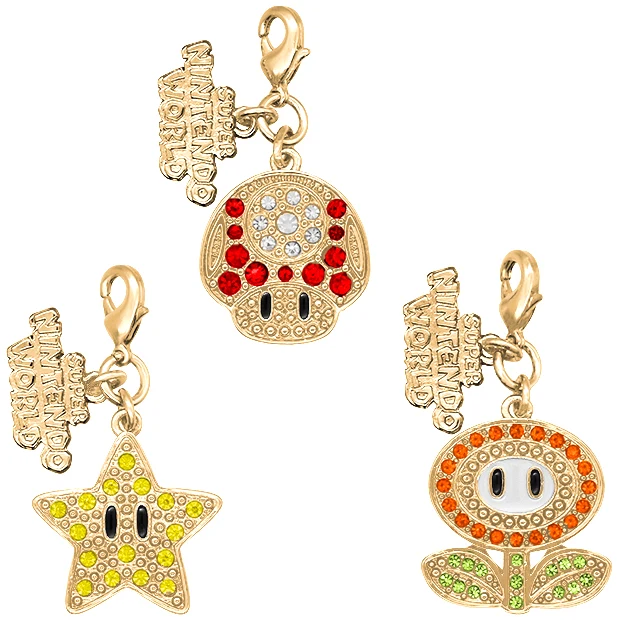 USJ Nintendo World Super Star Mushroom Fire Flower Charm Set 3pcs