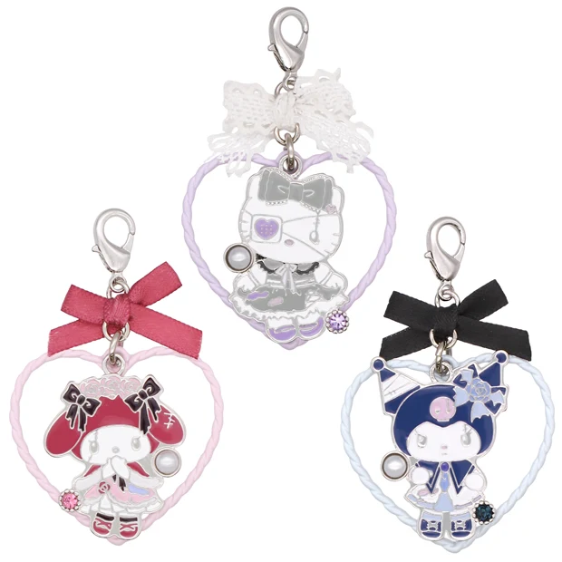 【訂貨】USJ Halloween Horror Nights Kuromi x Hello Kitty x Melody - 心形小吊飾 3pcs