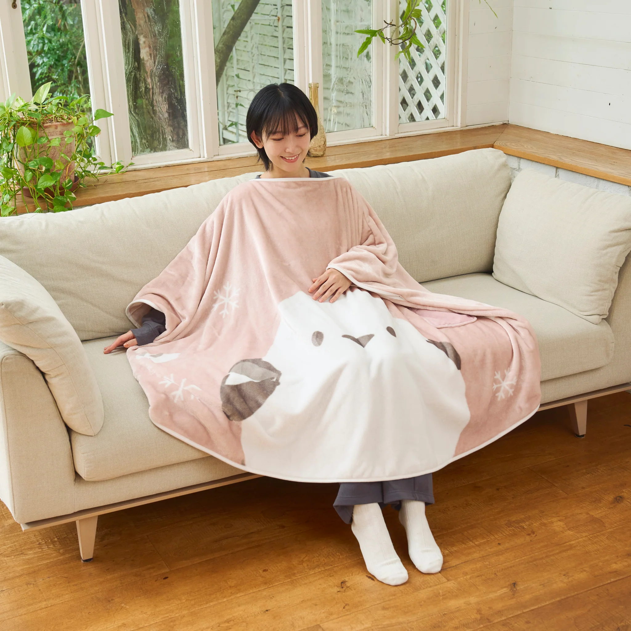 【訂貨】可愛動物可穿式毛毯 - 長尾山雀 / 史納莎