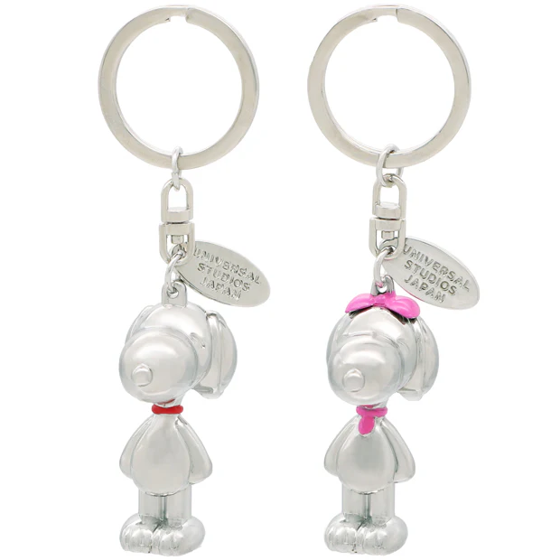 【訂貨】USJ Peanuts Snoopy & Belle Pair Keychain 銀色鑰匙扣