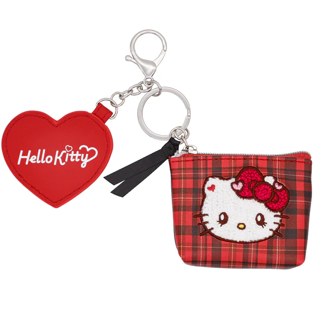 【訂貨】USJ Hello Kitty 紅色格仔 小鏡及散銀包 掛飾