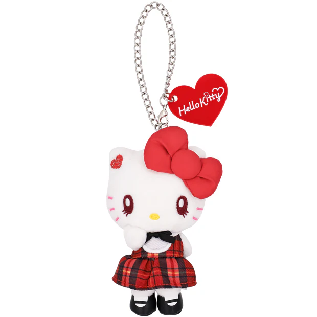 【訂貨】USJ Hello Kitty 紅色格仔裙 吊飾公仔（小）