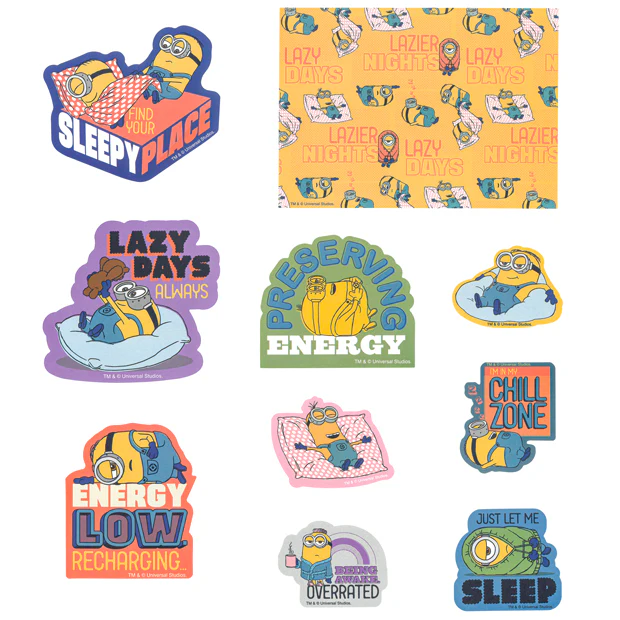 【訂貨】USJ Minions 貼紙套裝 Sticker Set 10pcs（Lazy Days）