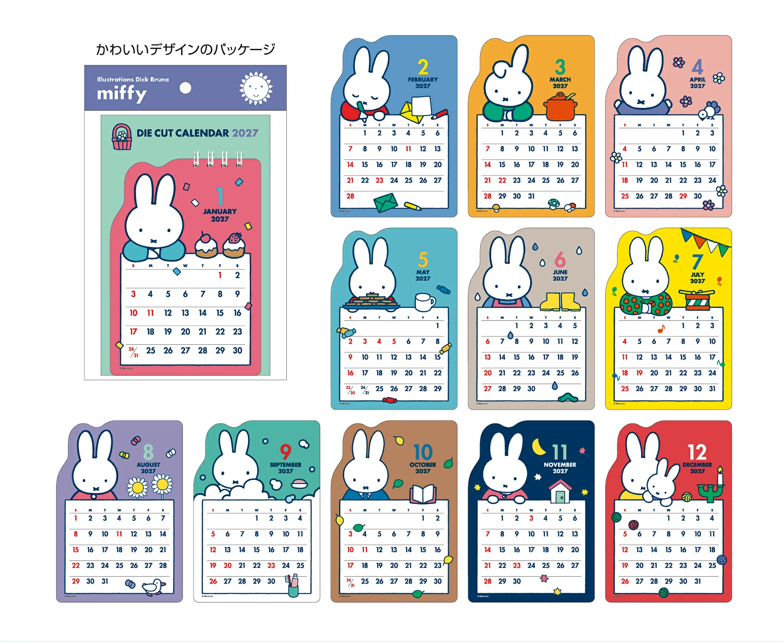 【訂貨】Miffy 2027 座檯月曆 (Die-Cut)