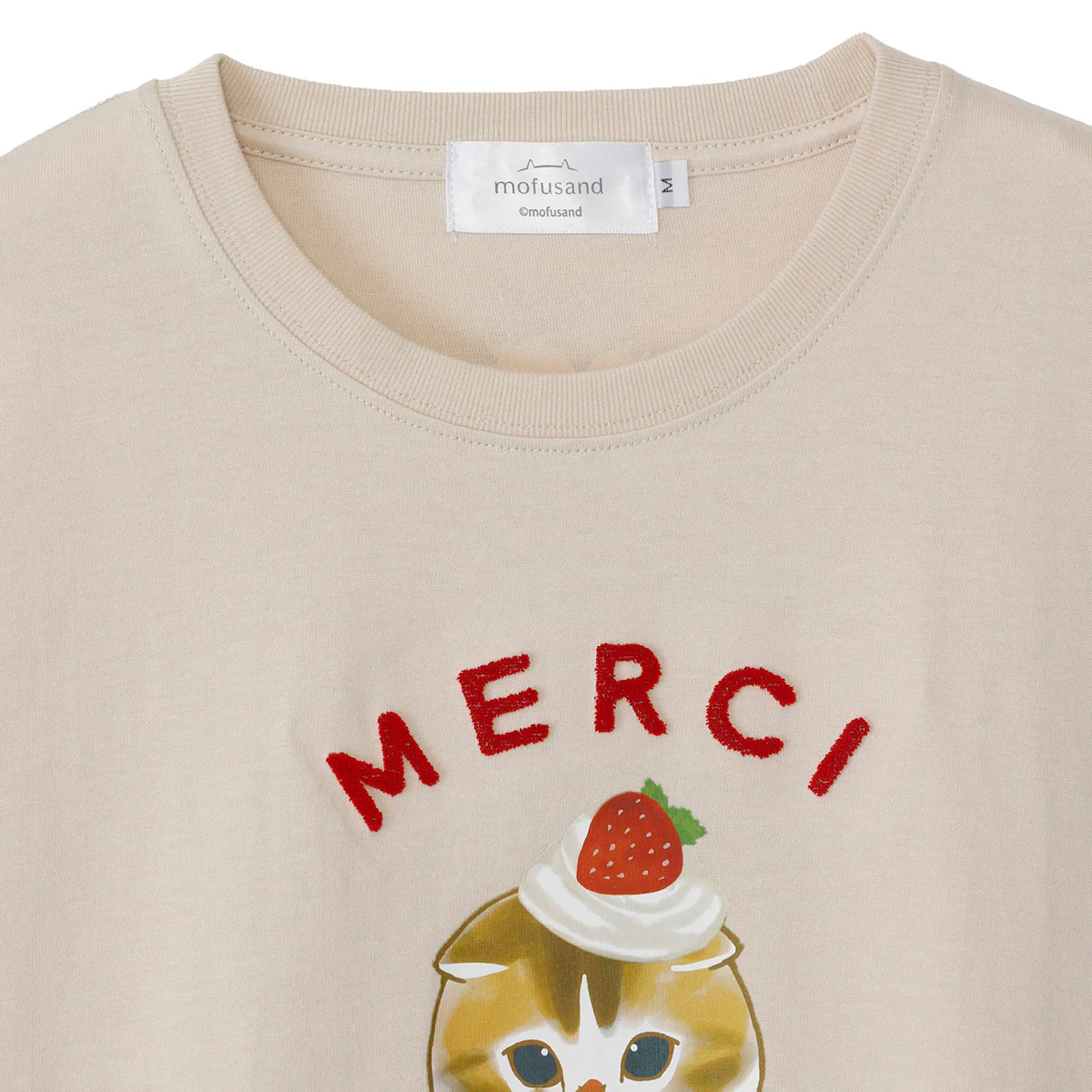 【訂貨】Mofusand MERCI STRAWBERRY 草莓系列 Tshirt (杏色)