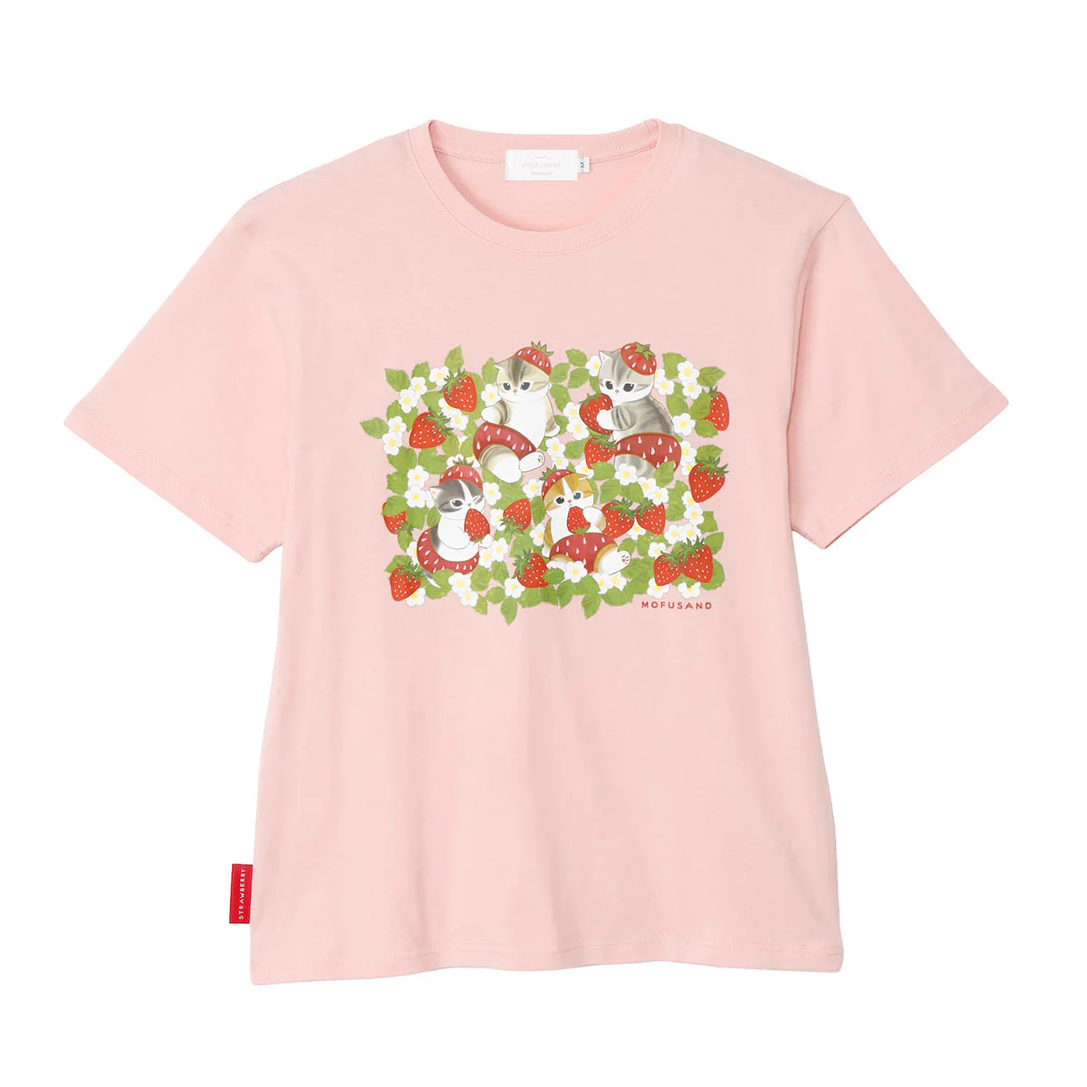 【訂貨】Mofusand MERCI STRAWBERRY 草莓系列 Tshirt (粉紅)