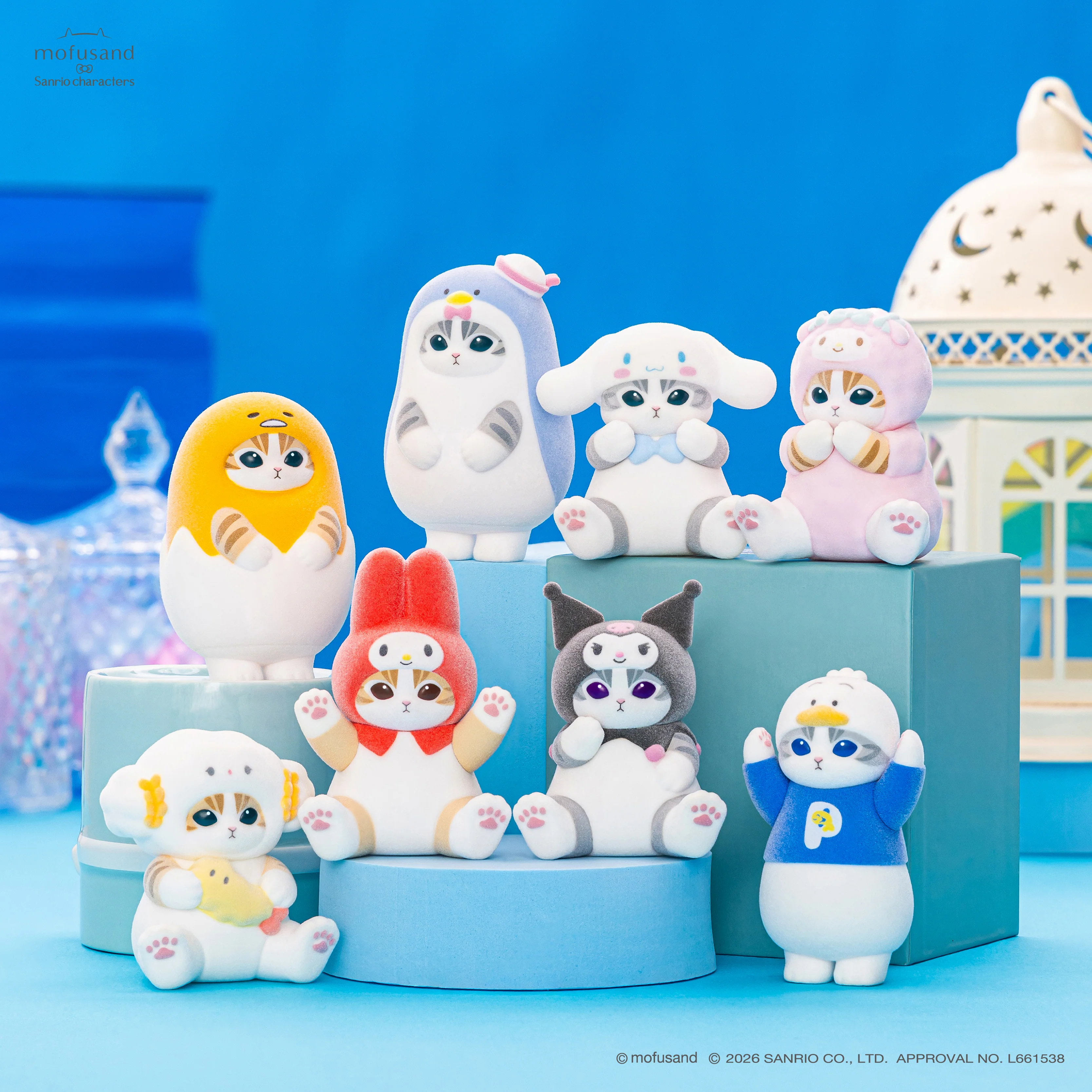 【預訂｜5月】Mofusand x Sanrio 聯乘系列 第三彈 - Flocked Figure Collection vol 2 毛茸公仔盲盒（隨機抽)