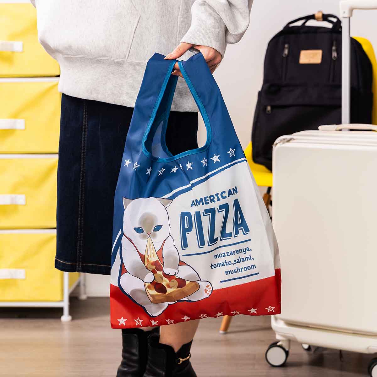 Mofusand 環遊世界系列 - 環保袋 購物袋（Pizza）