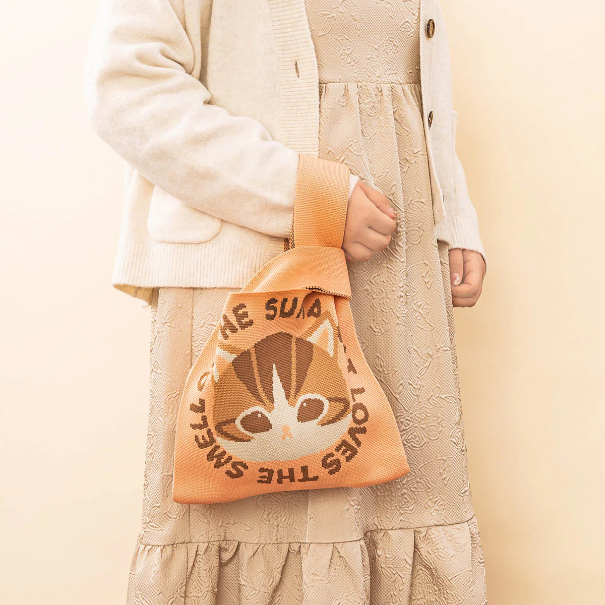 【訂貨】Mofusand 針織手挽袋（揹帶可另配）