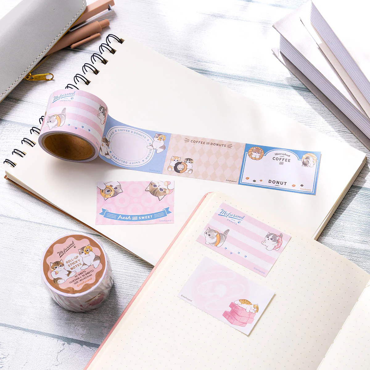 【訂貨】Mofusand COFFEE AND DONUTS Roll Sticky Notes 捲式便條紙 