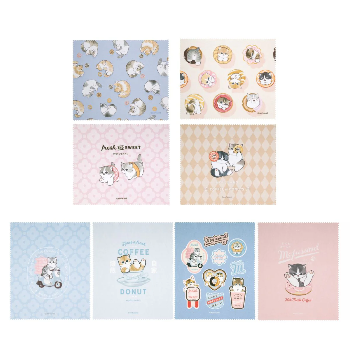 【訂貨】Mofusand COFFEE AND DONUTS 眼鏡布 萬用擦拭布（隨機抽1款）