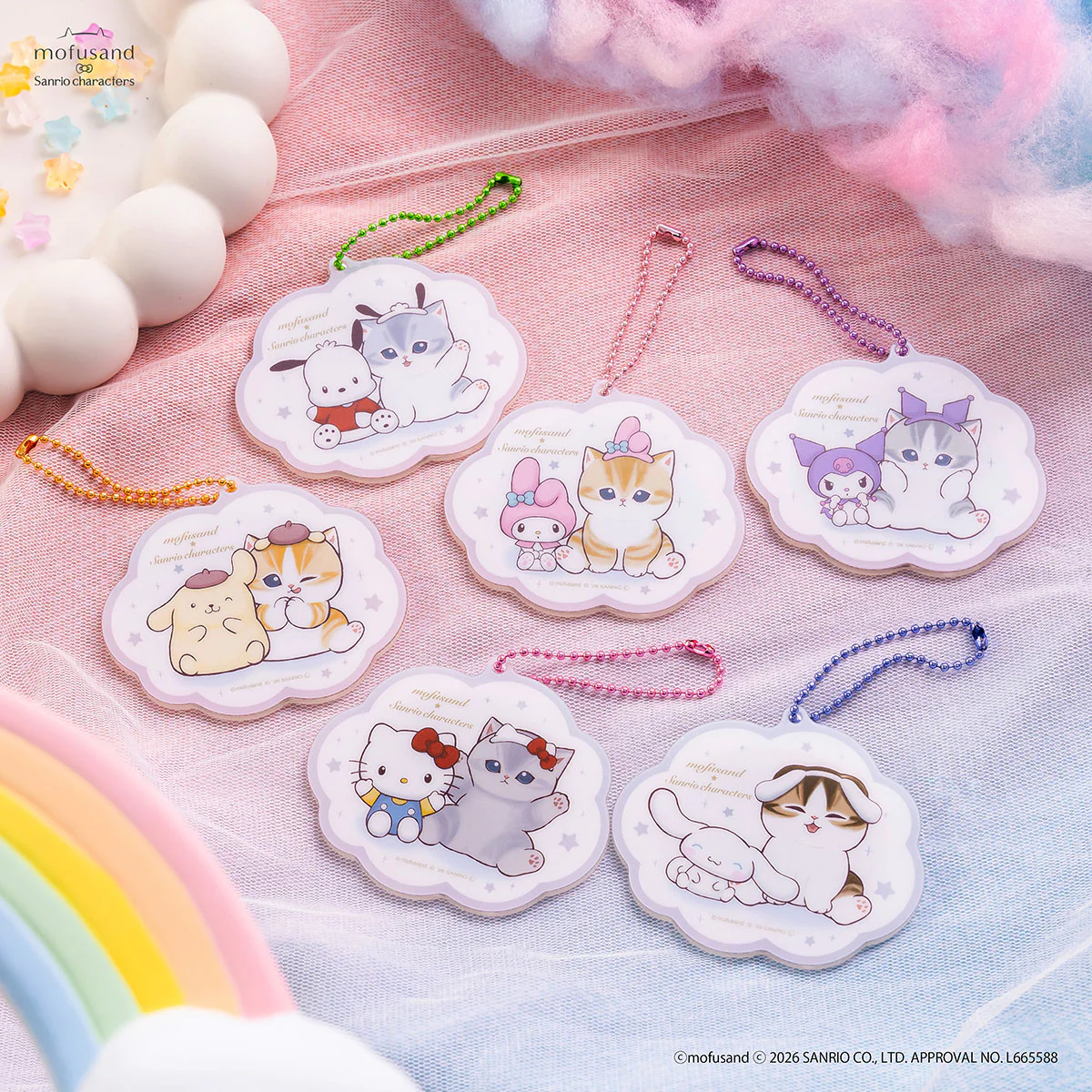 【預訂｜5月】Mofusand x Sanrio 聯乘系列 第三彈 - 亞加力迷你鏡吊飾（隨機抽）